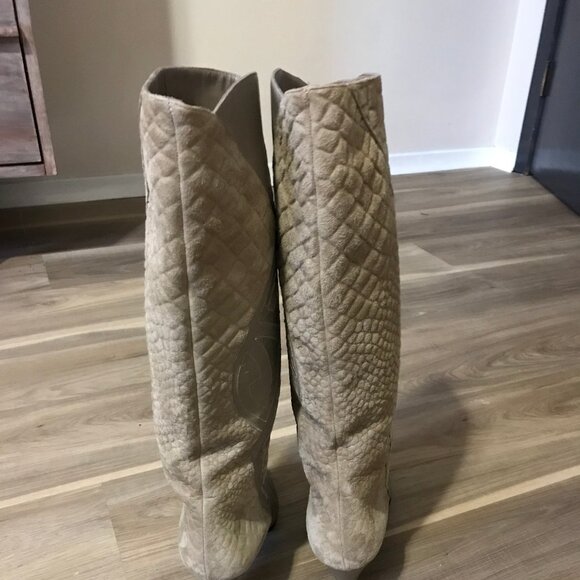 Vero Cuoio Ladies Cream Leather Boots Size 4.5 - Picture 3 of 7